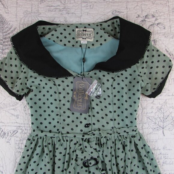 Collectif Dresses & Skirts - NEW Collectif Betty Lou Doll Polka Dot Chiffon Dress Retro rockabilly pin up S